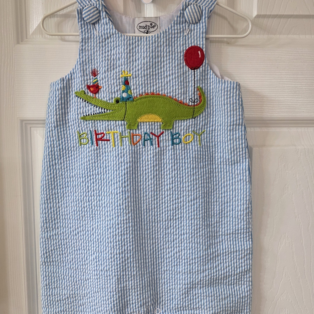 Blue Striped Birthday Boy Shortall